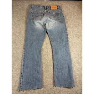 Vintage 90s Guess Denim Bootcut Jeans Mens 29x27 Blue Faded Distressed Hem